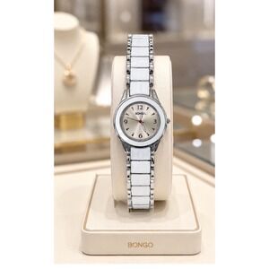 Vintage Bongo Bracelet Watch Womens White Silver Tone Quartz Y2K Test Working